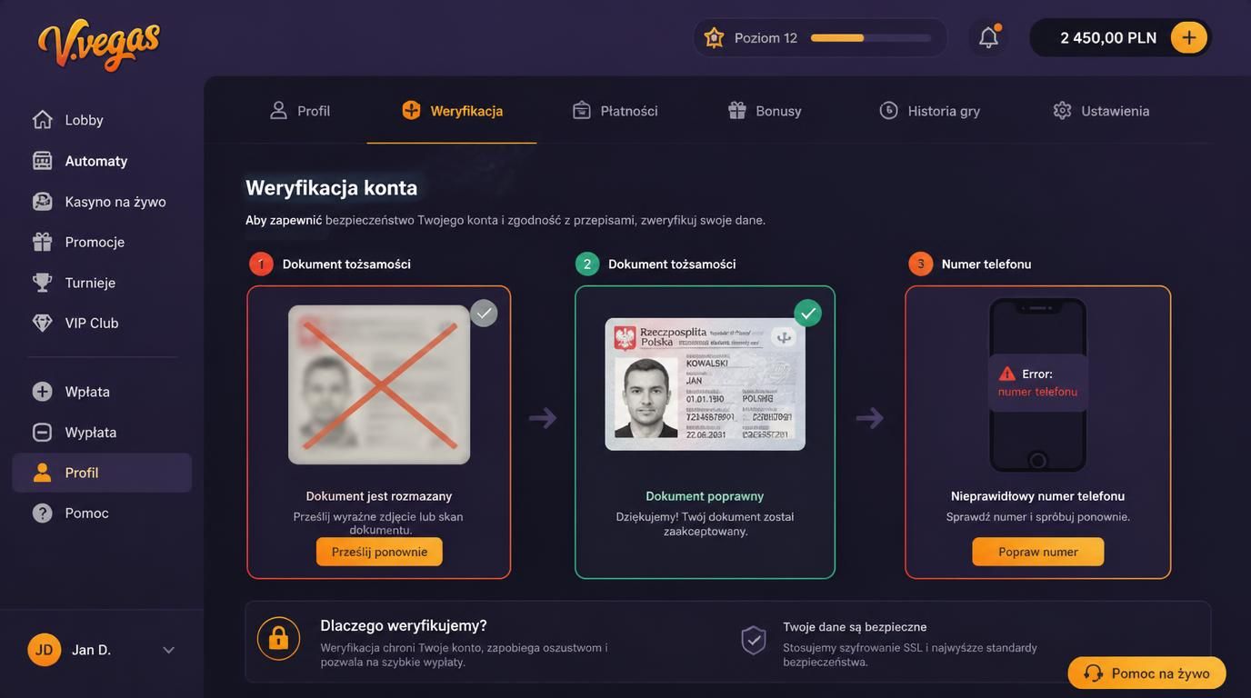 Proszek weryfikacji dokumentów i numeru telefonu